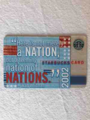 2002 Used STARBUCKS Walt Whitman "NATIONS" Gift Card - Sold on eBay Oct, 21st 2018 for $40.00