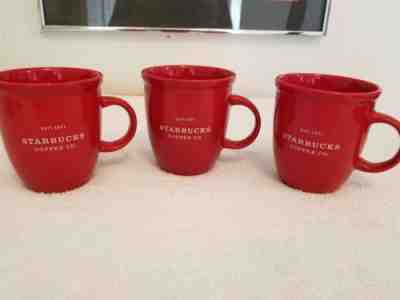 Starbucks Set Of Three 2002 Red Barista Abbey Mug's, 10 oz. Nice  - Sold on eBay Oct, 14th 2018 for $29.99