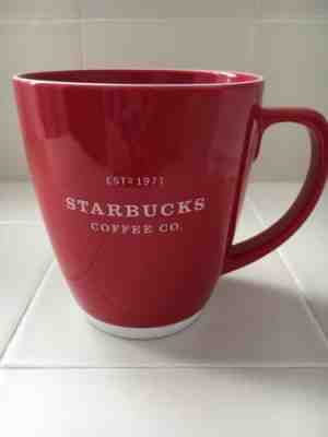 STARBUCKS Coffee Co. Est. 1971 RED MUG with White Trim 18 oz 2007 LARGE - Sold on eBay Oct, 20th 2018 for $10.00