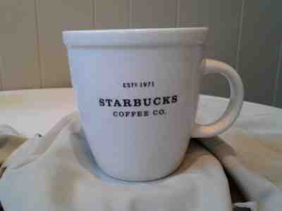 Starbucks 2001 Barista Abbey Large Mug Est. 1971 Black Lettering White Coffee  - Sold on eBay Oct, 20th 2018 for $6.00