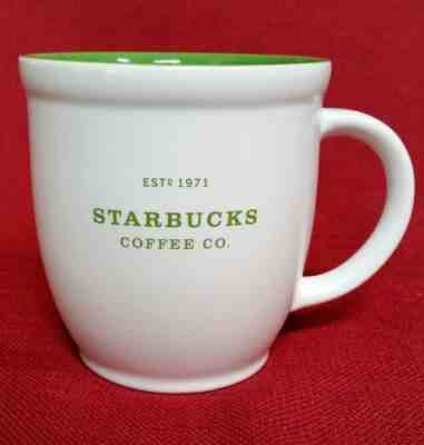 Starbucks 2007 Coffee Cup Mug "Est 1971"  White with Green Interior - 18 oz - Sold on eBay Oct, 18th 2018 for $22.99