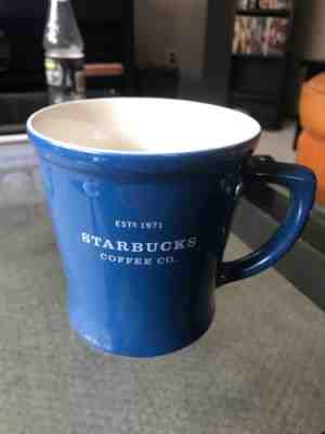 Starbucks Coffee Mug 2008 Est 1971 Dark Blue White Interior 18 oz - Sold on eBay Oct, 10th 2018 for $9.99