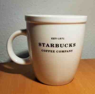 Starbucks Coffee Mug EST. 1971 Barista 2007 18 Oz. Large White Black Letters - Sold on eBay Oct, 10th 2018 for $9.00