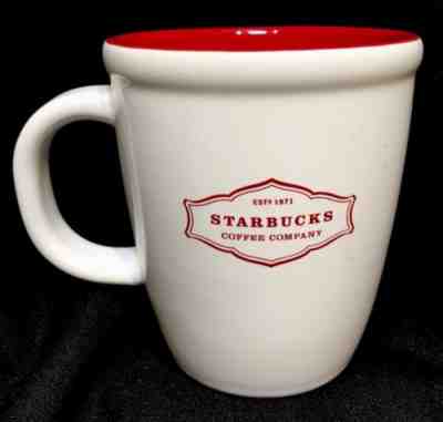 STARBUCKS Coffee Company 2006 13oz White Abbey Coffee Mug White Red est 1971 - Sold on eBay Oct, 8th 2018 for $5.00