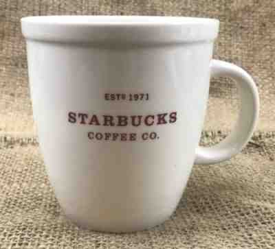2007 Starbucks 18 oz Coffee Mug Abbey White Red Lettering EST 1971 - Sold on eBay Oct, 7th 2018 for $13.99