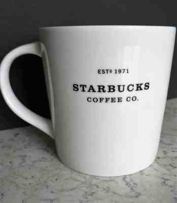 STARBUCKS Coffee Mug - EST. 1971 - White 16 oz. - 2010 New Bone China  - Sold on eBay Oct, 7th 2018 for $22.00