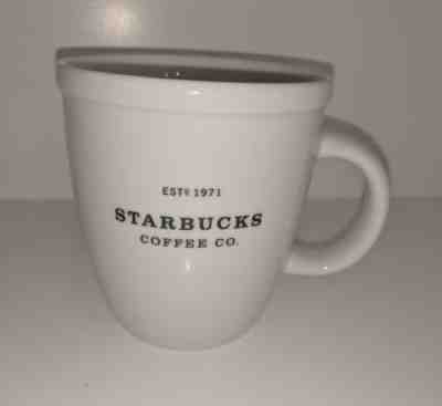 Starbucks 2001 Barista Abbey Large Mug Est 1971 Black Lettering White Coffee  - Sold on eBay Oct, 5th 2018 for $9.99