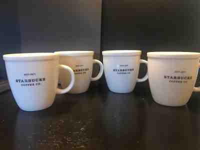 (4) 2001 White Starbucks Barista Abbey 20oz Coffee Mugs - Est 1971  - Sold on eBay Oct, 4th 2018 for $22.00