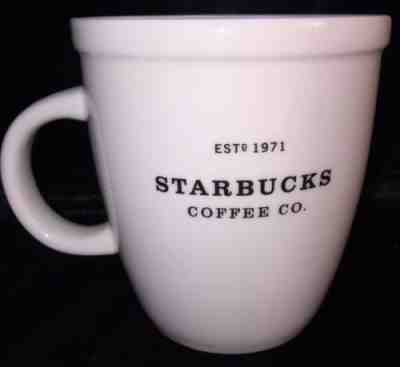 2001 White Starbucks Barista Abbey 16oz Coffee Mug - Est 1971 - Black Lettering - Sold on eBay Oct, 2nd 2018 for $10.00