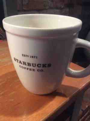 2001 White Starbucks Barista Abbey 16oz Coffee Mug - Est 1971 - Black Lettering - Sold on eBay Sep, 26th 2018 for $9.99