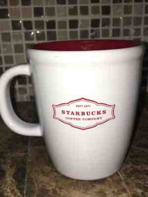STARBUCKS Coffee MUG Red & White 2006 Starbucks Est 1971 Abbey 13 oz Cup - Sold on eBay Sep, 26th 2018 for $11.99