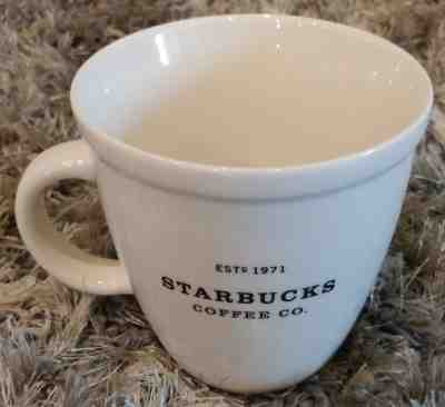 2001 White Starbucks Barista Abbey 16oz Coffee Mug - Est 1971 - Black Lettering - Sold on eBay Sep, 22nd 2018 for $12.95