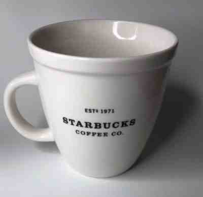 STARBUCKS 2001 18 oz CUP BARISTA ABBEY WHITE BLACK EST 1971 COFFEE MUG - Sold on eBay Sep, 19th 2018 for $15.00
