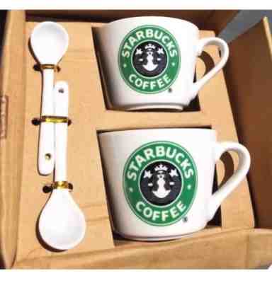 Starbucks 1978 Twin Set Small Vintage retro Coffee Mug Cups with spoons Espresso - Sold on eBay Sep, 30th 2018 for $15.25