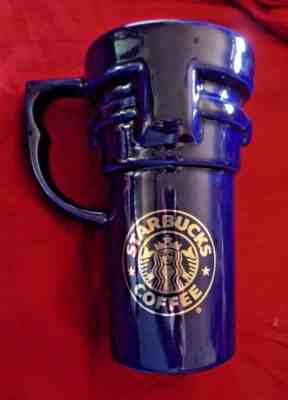 Rare--1990's Vintage STARBUCKS BLUE TALL MUG/CUP--NO LID--GOLD LETTERING - Sold on eBay Sep, 29th 2018 for $4.95