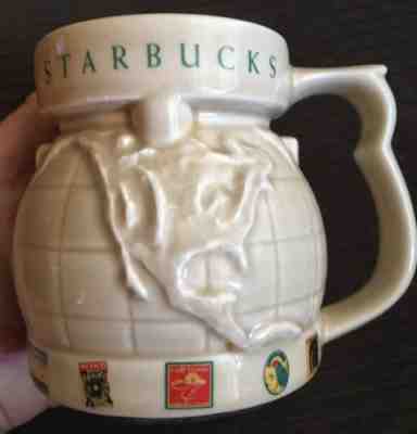 Vtg 1997 Starbucks Globe Map World Coffee Travel Stamp Mug w/Lid Large Ceramic - Sold on eBay Sep, 23rd 2018 for $25.00