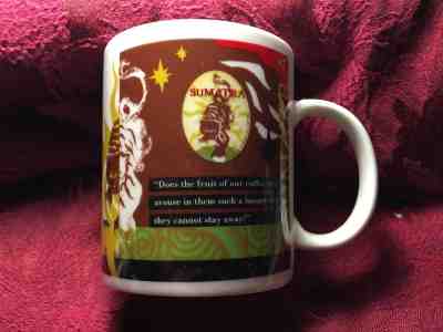 1998 Starbucks Vintage Sumatra Mug: Brand New and Gorgeous! - Sold on eBay Oct, 9th 2018 for $10.00
