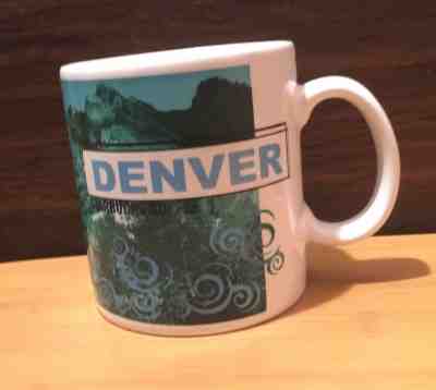 Starbucks Coffee Mug Cup - 1998 Denver City Scenes - Cityscape & Mountains 20 oz - Sold on eBay Oct, 1st 2018 for $16.95