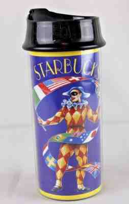 1999 Starbucks Bodum World Flag Jester Clown Coffee Press Travel Mug Tumbler - Sold on eBay Nov, 12th 2018 for $11.00