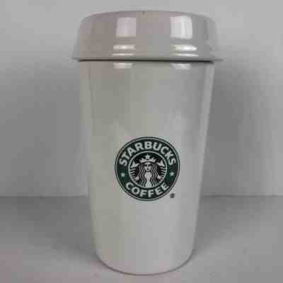 8.5” Starbucks Barista Ceramic Coffee Canister Cookie Jar Cup Mug Large Jug 2000 - Sold on eBay Nov, 6th 2018 for $15.00