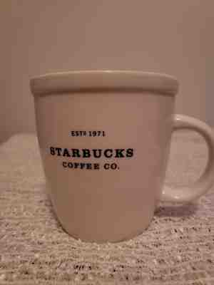 Starbucks Estd 1971 Large Mug White Black Letters 2001 Barista Abbey Coffee Cup - Sold on eBay Nov, 7th 2018 for $8.00