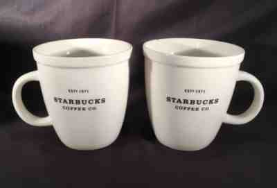 2001 Pair 2 BOGO Starbucks Coffee Company Large Mug White 1971 Barista Abbey USA - Sold on eBay Oct, 30th 2018 for $12.00