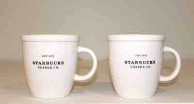 Starbucks Coffee Co Mugs Set of 2 Barista 2001 Collectible Est 1971 White Black - Sold on eBay Oct, 28th 2018 for $20.00