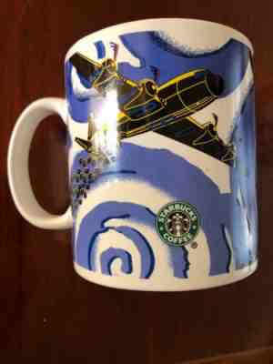 STARBUCKS OVERSIZED 20 OZ. COFFEE MUG AIRPLANE BARISTA COFFEE BEAN BOMBER 2001  - Sold on eBay Oct, 23rd 2018 for $19.00