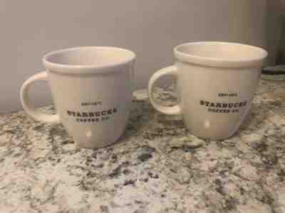 2 Starbucks Coffee 6oz Demitasse Abbey Mugs Espresso Small White Barista 2002 - Sold on eBay Nov, 13th 2018 for $8.99