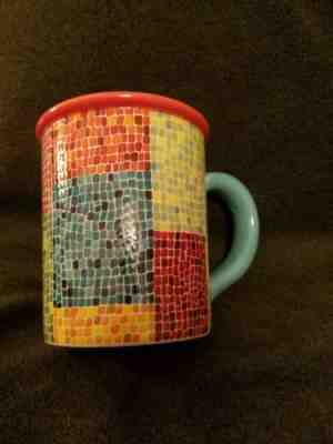 Starbucks Mosaic Barista Mug 2002 Yellow Orange Blue Green 18 Ounce Mug - Sold on eBay Nov, 8th 2018 for $9.49