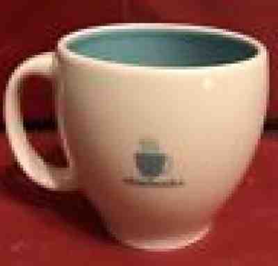 Starbucks Barista 14 Oz White & Aqua Teal Abbey Coffee Mug Steaming Cup 2003 - Sold on eBay Nov, 15th 2018 for $7.19