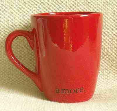 STARBUCKS COFFEE - 2003 BARISTA, HEART HANDLE, RED 'AMORE.' COFFEE/TEA MUG  - Sold on eBay Nov, 14th 2018 for $10.00