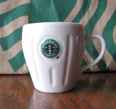 2003 Starbucks White Abbey Barista Ribbed Pleated Mini Demitasse 2 oz. Mug - Sold on eBay Nov, 8th 2018 for $30.00