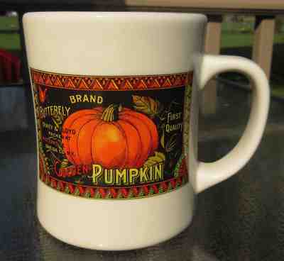 STARBUCKS COFFEE CREAM FALL COUNTRY PUMPKIN LABEL BARISTA DINER MUG 16 OZ    - Sold on eBay Nov, 7th 2018 for $14.99