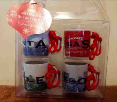 Starbucks 2003 City Mug Ornament Set Seattle Las Vegas San Diego  Atlanta  Xmas - Sold on eBay Nov, 4th 2018 for $22.99