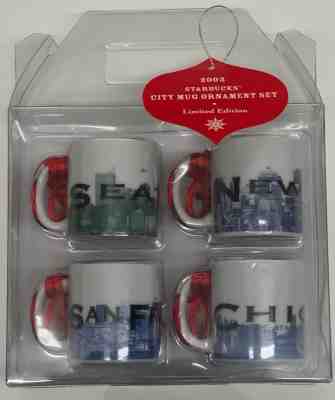 2003 STARBUCKS COFFEE COMPANY CITY MUG SET OF 4 MINIATURE ORNAMENTS BNIB - Sold on eBay Nov, 2nd 2018 for $16.99