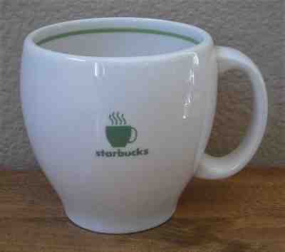 2003 Starbucks Barista ABBEY II Mug - White w/Green Steaming Cup Logo - 14 oz - Sold on eBay Nov, 2nd 2018 for $14.00