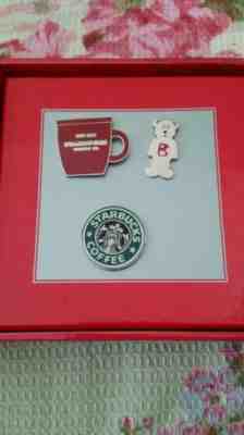 Starbucks 2003 Holiday Collector's Pin Set Rare NIB Bearista Bear Abbey Mug Logo - Sold on eBay Oct, 24th 2018 for $29.99