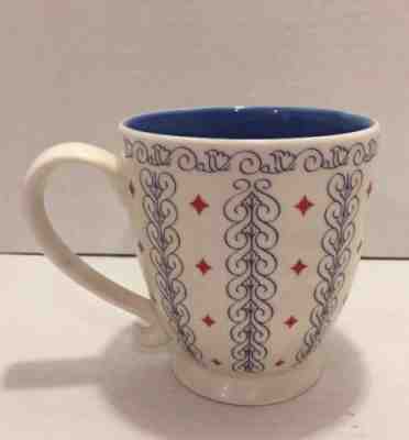 STARBUCKS 2003 BLUE RED PATTERN BARISTA 18 OZ COFFEE MUG - Sold on eBay Oct, 23rd 2018 for $11.69