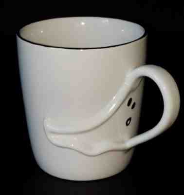 Starbucks 2003 Barista White w/Black Trim Ghost 16-Oz Halloween Handle Mug  - Sold on eBay Oct, 23rd 2018 for $9.95