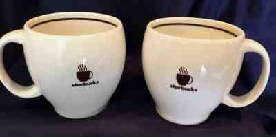(2) Set of Starbucks Abbey Abby Large 16 oz Brown Trim Coffee Mugs Cups 2004 - Sold on eBay Nov, 16th 2018 for $8.22