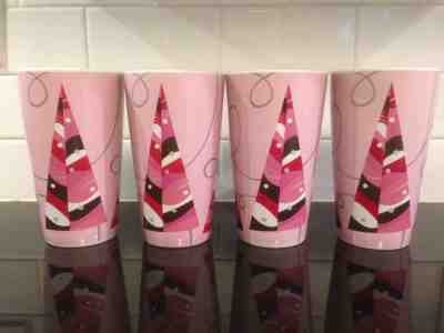 Set of 4 Starbucks 2004 Pink Abstract Christmas Tree Tall 16 oz. Mugs - Sold on eBay Nov, 15th 2018 for $42.95