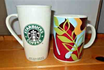 2 Starbucks Mugs 2004 Tropical Leaves 18oz. &  2005 Green Mermaid Logo 16oz. - Sold on eBay Nov, 13th 2018 for $19.99