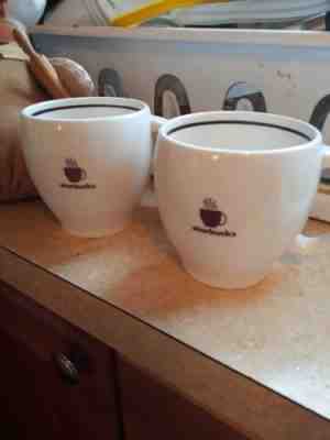 (2) Set of Starbucks Abbey Abby Large 16 oz Brown Trim Coffee Mugs Cups 2004 - Sold on eBay Nov, 10th 2018 for $8.99