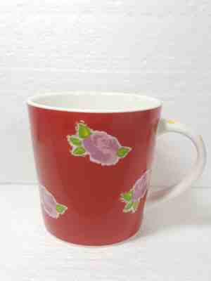 Starbucks 2004 Barista Coffee Red Mug Pink Rose Floral Cup Polka Dot Handle 16oz - Sold on eBay Nov, 7th 2018 for $13.50