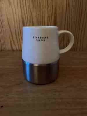 Starbucks Coffee 2004 Mug Cup Metal Bottom Weighted Non Skid Ceramic Top 14oz - Sold on eBay Nov, 4th 2018 for $17.99
