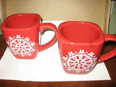 2004 Starbucks Coffee Mugs 2-Red Snowflake Christmas Holiday - Sold on eBay Nov, 3rd 2018 for $4.50