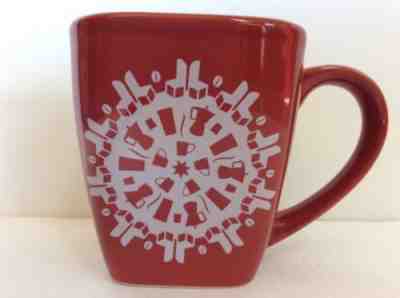 Starbucks Red Snowflake Mug Solid Square 2004 16 oz White Coffee Pot Holiday Cup - Sold on eBay Nov, 1st 2018 for $5.99