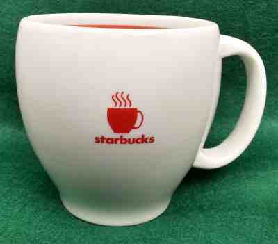 STARBUCKS COFFEE Mug 2004 STEAMING RED LOGO 14oz ABBEY Tea HOT CHOCOLATE Cocoa - Sold on eBay Oct, 27th 2018 for $11.00