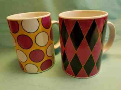 2004 Starbucks Pink & Black Diamonds Argyle and white polka dots 16Oz Coffee mug - Sold on eBay Oct, 26th 2018 for $10.00